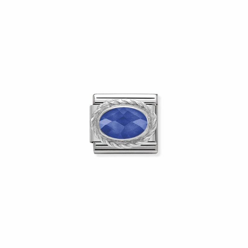 Nomination Composable Link Rope, Oval, Blue Faceted Cubic Zirconia, Silver