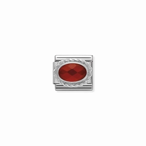 Nomination Composable Link Rope, Oval Red Agate Stone, Silver
