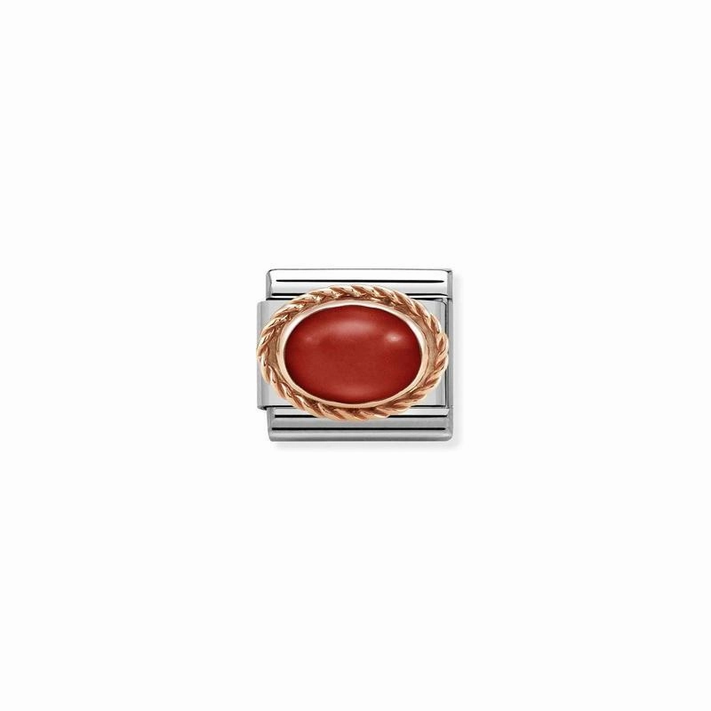 Nomination Composable Link Rope, Red Coral Stone, 9K Rose Gold