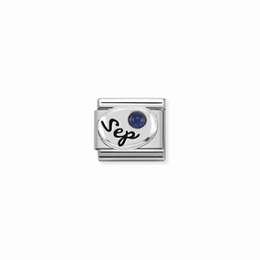 Nomination Composable Link September, Sapphire Stone, Silver