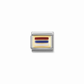 Nomination Composable Link Serbia Flag, 18K Gold & Enamel
