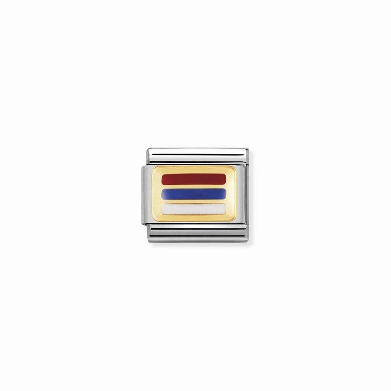 Nomination Composable Link Serbia Flag, 18K Gold & Enamel