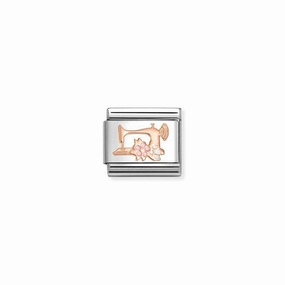 Nomination Composable Link Sewing Machine, 9K Rose Gold & Enamel