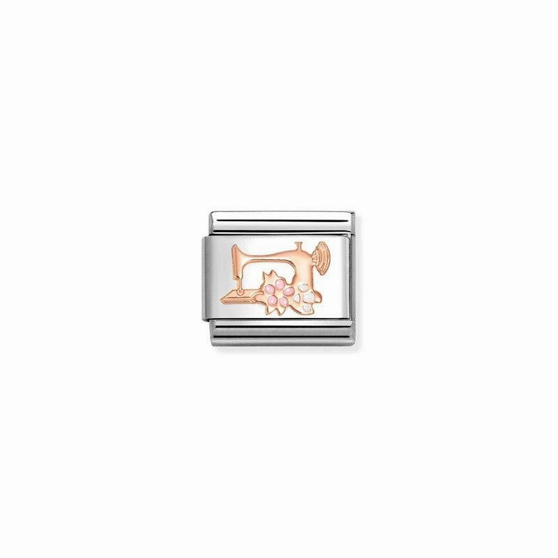 Nomination Composable Link Sewing Machine, 9K Rose Gold & Enamel