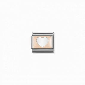 Nomination Composable Link Silver Heart, 9K Rose Gold