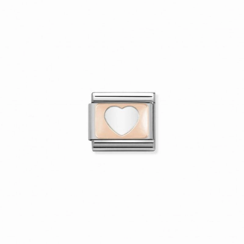 Nomination Composable Link Silver Heart, 9K Rose Gold