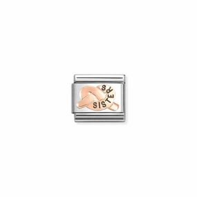 Nomination Composable Link Sisters Promises Knot, 9K Rose Gold & Enamel