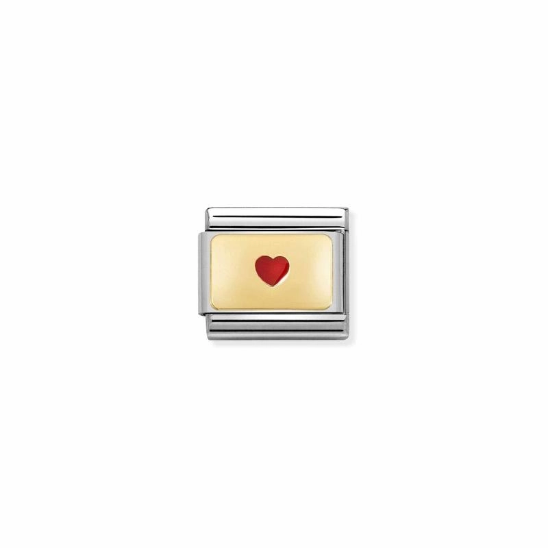 Nomination Composable Link Small Heart, 18K Gold & Enamel