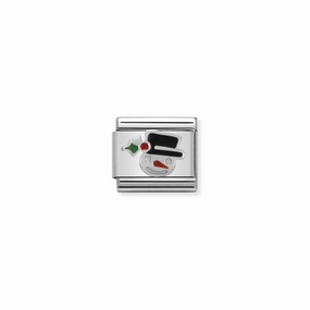 Nomination Composable Link Snowman Face, Silver & Enamel