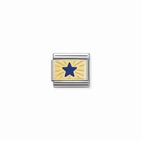 Nomination Composable Link Star, Blue, 18K Gold & Enamel