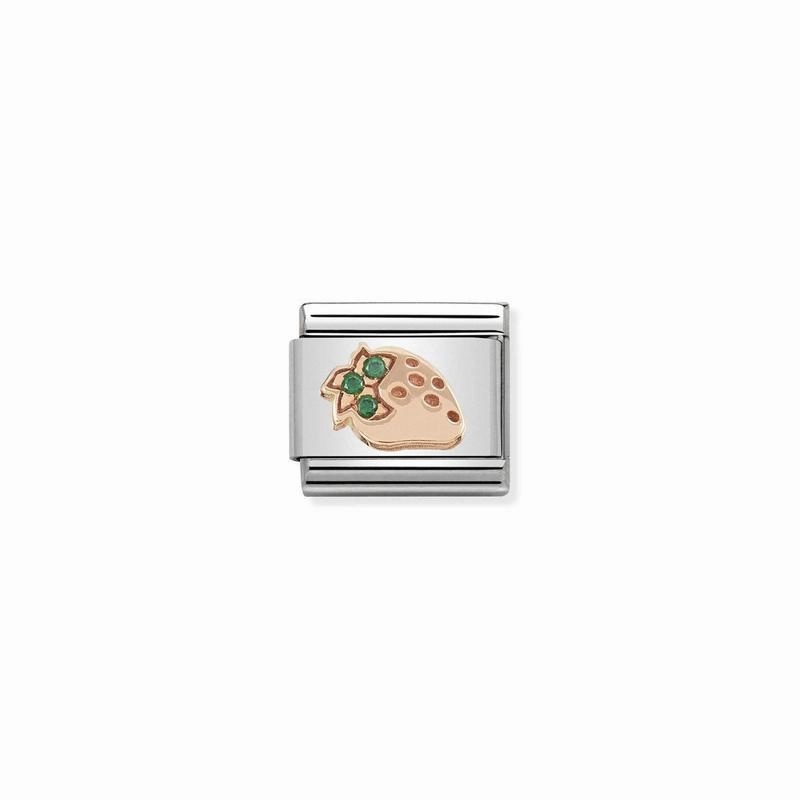 Nomination Composable Link Strawberry, Cubic Zirconia, 9K Rose Gold