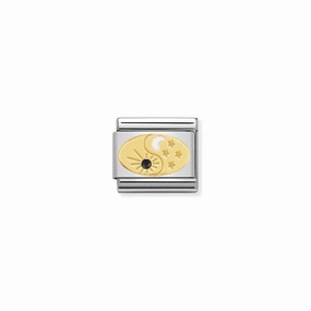 Nomination Composable Link Tao Sun and Moon, 18K Gold & Enamel