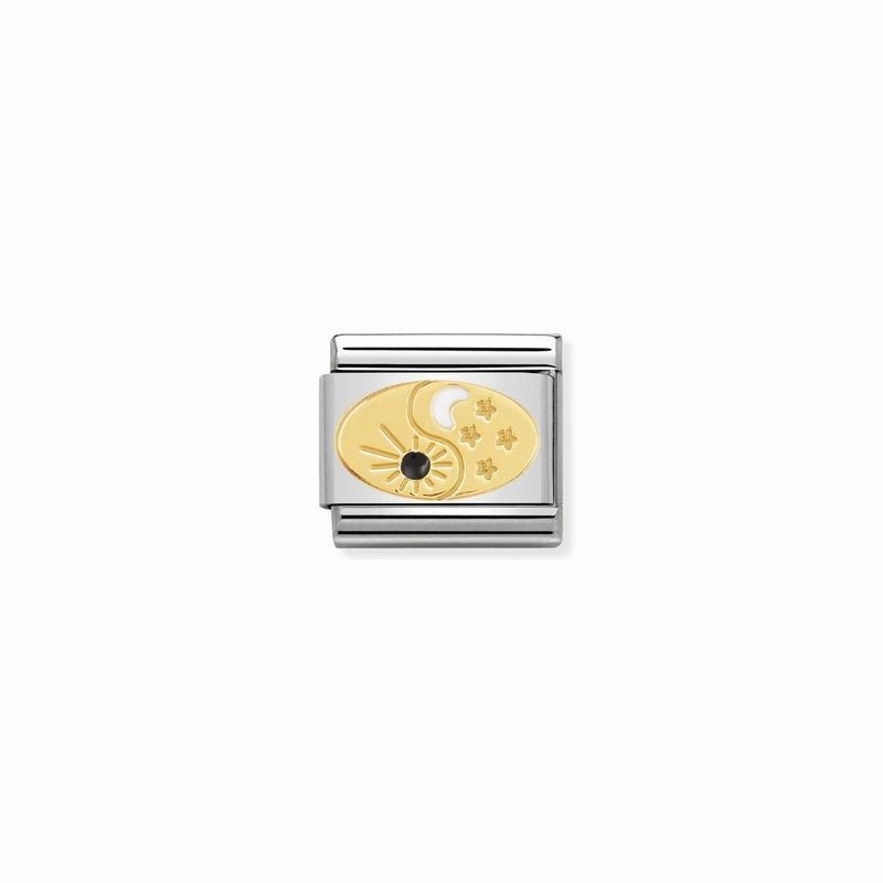 Nomination Composable Link Tao Sun and Moon, 18K Gold & Enamel