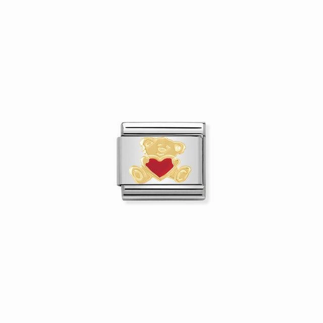 Nomination Composable Link Teddy, Heart, 18K Gold & Enamel