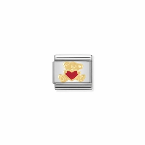 Nomination Composable Link Teddy, Heart, 18K Gold & Enamel