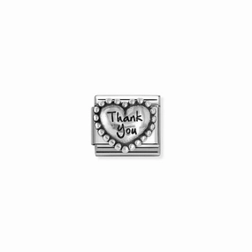 Nomination Composable Link Thank you in Heart, Silver