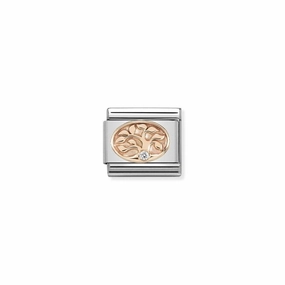 Nomination Composable Link Tree of Life, Cubic Zirconia, 9K Rose Gold