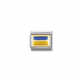 Nomination Composable Link Ukraine Flag, 18K Gold & Enamel