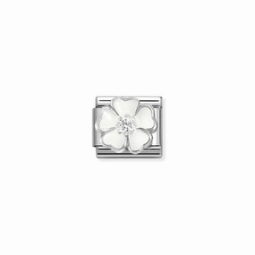 Nomination Composable Link White Flower, Silver & Enamel