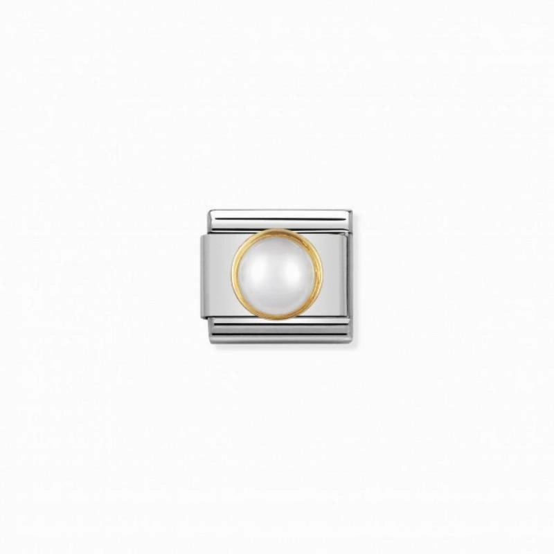 Nomination Composable Link White Pearl Stone, 18K Gold
