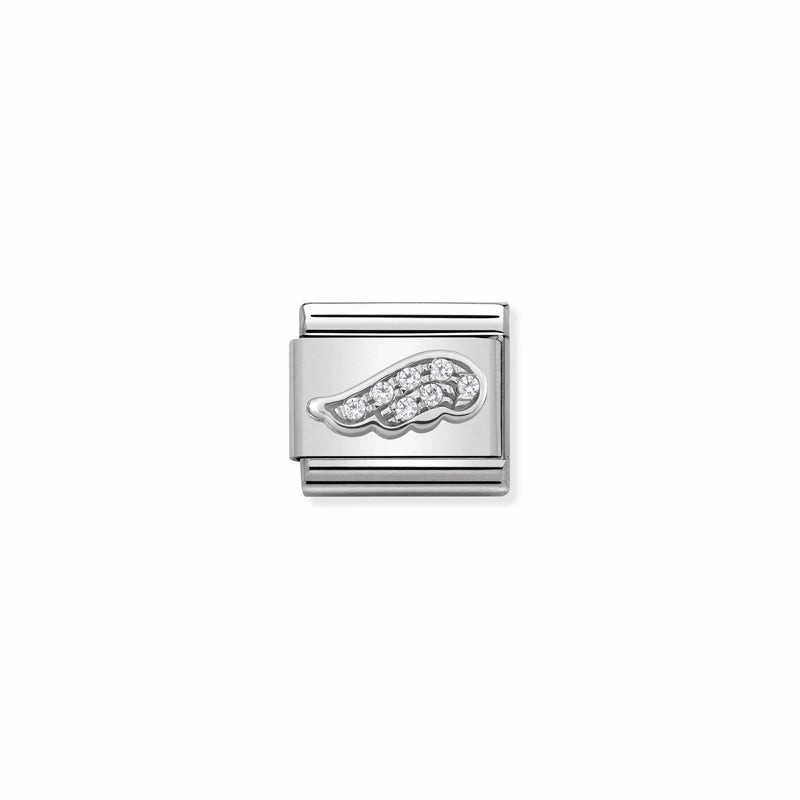 Nomination Composable Link White Wing, Cubic Zirconia, Silver