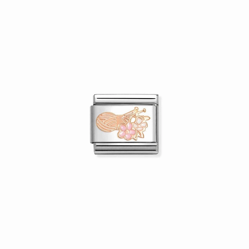 Nomination Composable Link Wool & Knitting Needles, 9K Rose Gold & Enamel