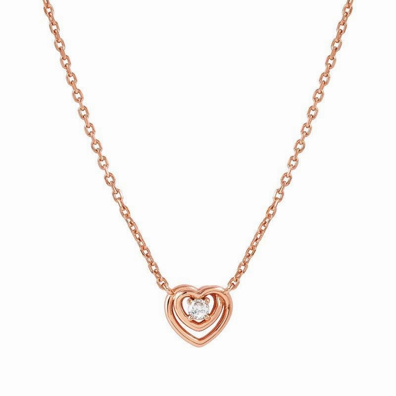 Nomination CosmicLove Necklace, Heart, Cubic Zirconia, Rose Gold, Sterling Silver