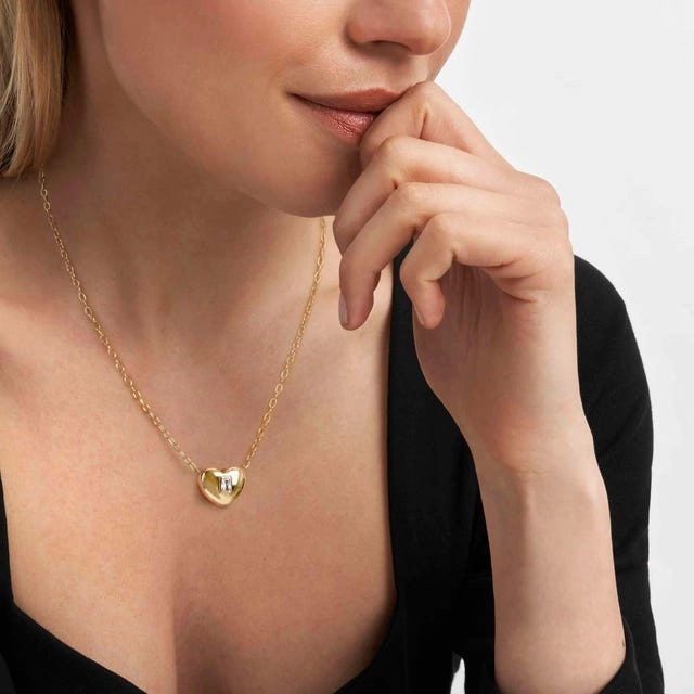 Nomination Domina Necklace, Heart Pendant, Cubic Zirconia, 24K Gold