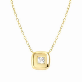 Nomination Domina Necklace, Square Pendant, Cubic Zirconia, 24K Gold