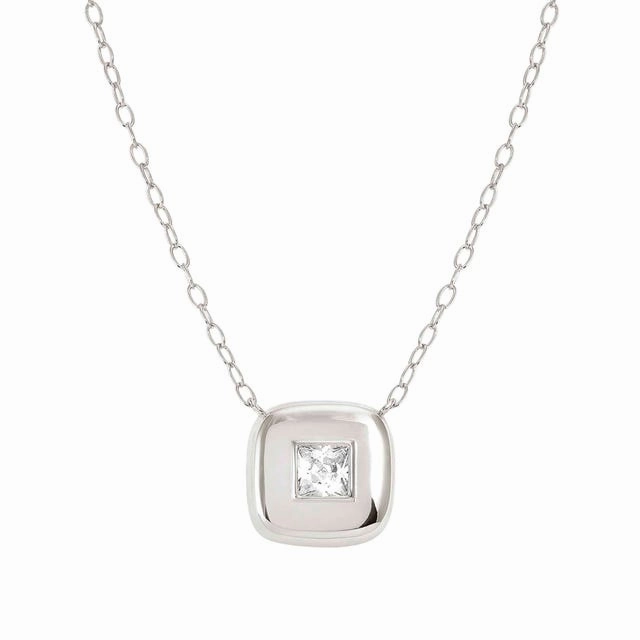 Nomination Domina Necklace, Square Pendant, Cubic Zirconia, Silver