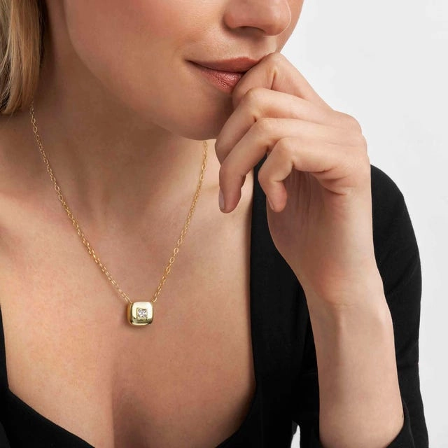 Nomination Domina Necklace, Square Pendant, Cubic Zirconia, Silver
