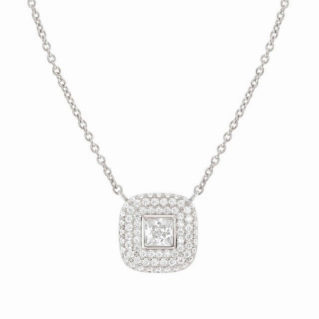 Nomination Domina Necklace, Square Pendant, Pave, Cubic Zirconia, Silver