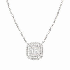 Nomination Domina Necklace, Square Pendant, Pave, Cubic Zirconia, Silver