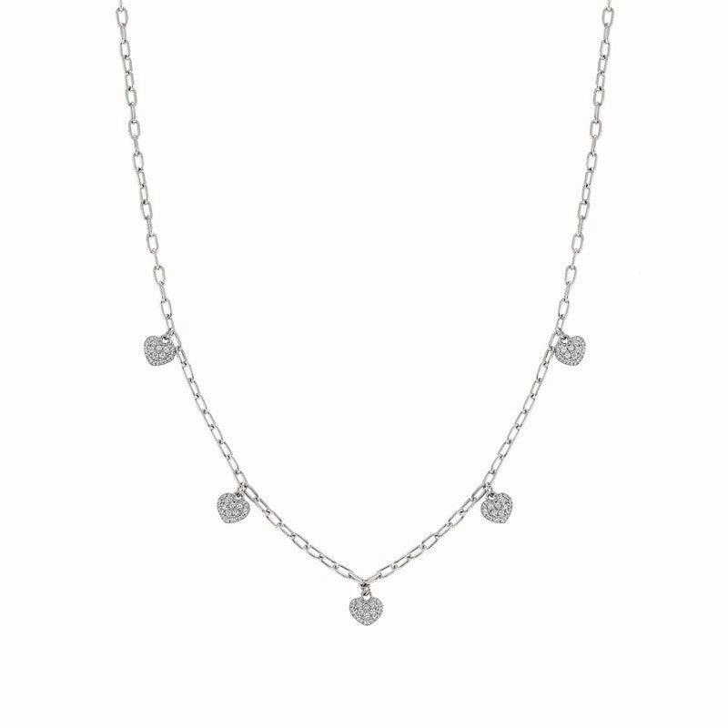 Nomination Easychic Hearts Necklace White Rhodium Finish