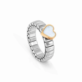 Nomination Extension Ring, Heart, Mother Of Pearl Stone, Stainless Steel