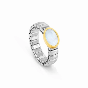 Nomination Extension Ring, Oval, Mother Of Pearl Stone, Stainless Steel