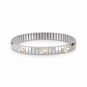 Nomination Extension Stretch Bracelet, 3 Faceted Cubic Zirconia, Stainless Steel