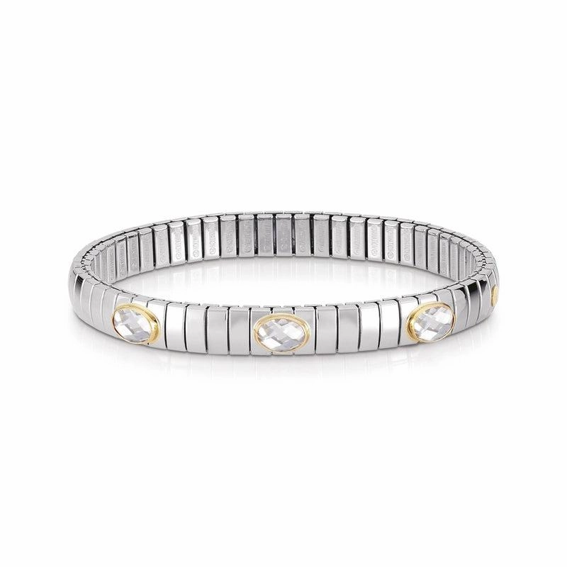 Nomination Extension Stretch Bracelet, 3 Faceted Cubic Zirconia, Stainless Steel