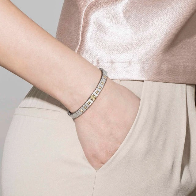 Nomination Extension Stretch Bracelet, 3 Hearts, 18K Gold, Stainless Steel