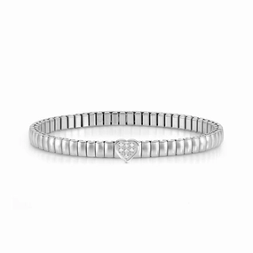 Nomination Extension Stretch Bracelet, Heart, Cubic Zirconia, Stainless Steel