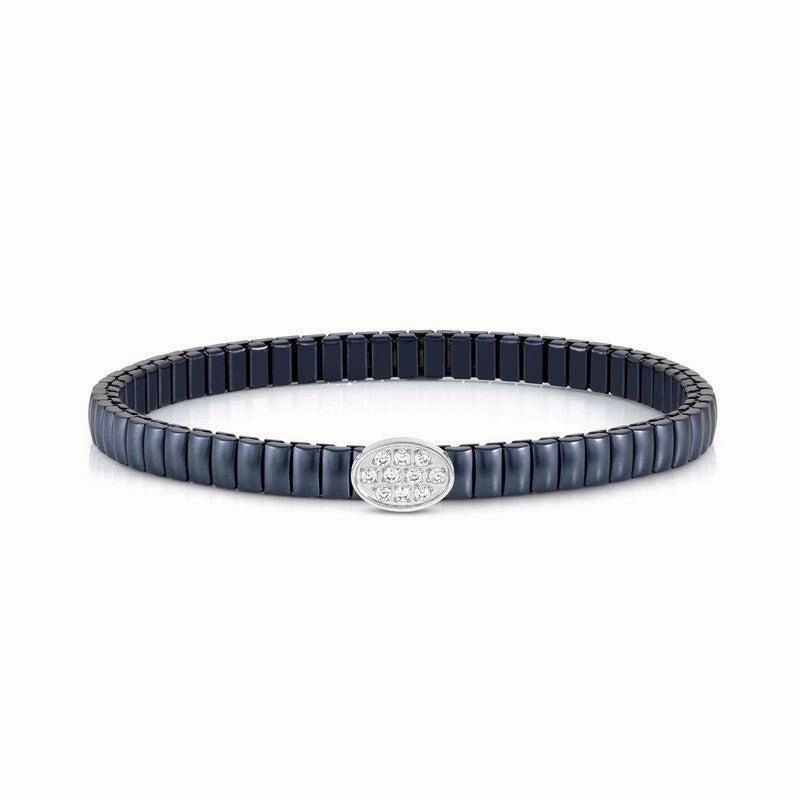 Nomination Extension Stretch Bracelet, Oval, Cubic Zirconia, Blue PVD, Stainless Steel