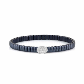 Nomination Extension Stretch Bracelet, Oval, Cubic Zirconia, Blue PVD, Stainless Steel