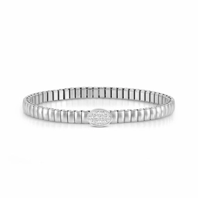 Nomination Extension Stretch Bracelet, Oval, Cubic Zirconia, Stainless Steel