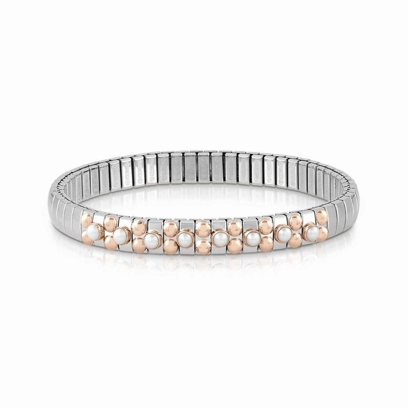 Nomination Extension Stretch Bracelet, Pearl Stone, 9K Rose Gold, Stainless Steel