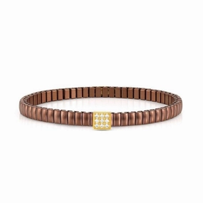 Nomination Extension Stretch Bracelet, Square, Cubic Zirconia, Chocolate PVD, Stainless Steel