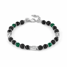 Nomination Instinct Bracelet, Malachite, Lava Stone, Ossidiana Stone, Stainless Steel