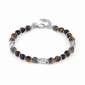 Nomination Instinct Bracelet, Multiple Stones, Blue, Grey, Brown, Stainless Steel