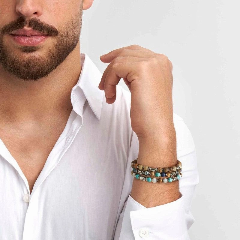 Nomination Instinct Bracelet, Multiple Stones, Red, Blue, White, Turquoise, Sand, Stainless Steel