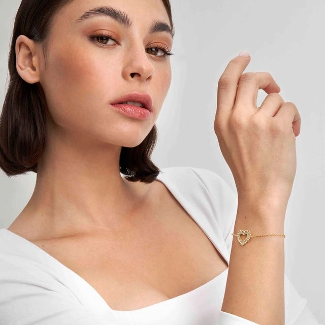 Nomination Lovecloud Bracelet, Heart, Cubic Zirconia, 24K Gold