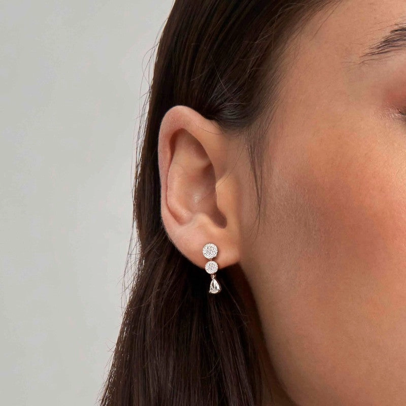 Nomination Lucentissima Earrings, Circle Drop, White Cubic Zirconia, Silver